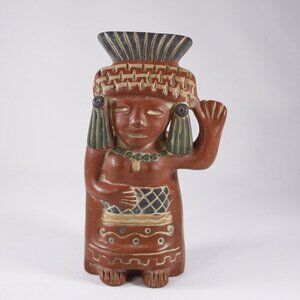 Vintage small Mexican Terracotta planter sculpture, Inca / Maya / Aztec style